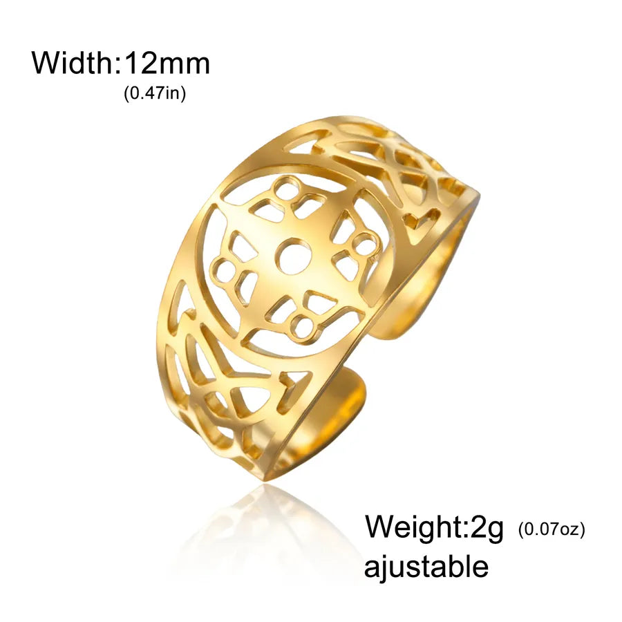 Unisex Compass Open Ring – 18K Gold Stainless Steel Gold