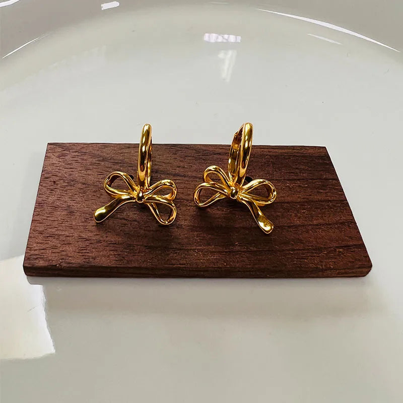 925 Sterling Silver Pearl Bow Stud Earrings Gold 925 Silver