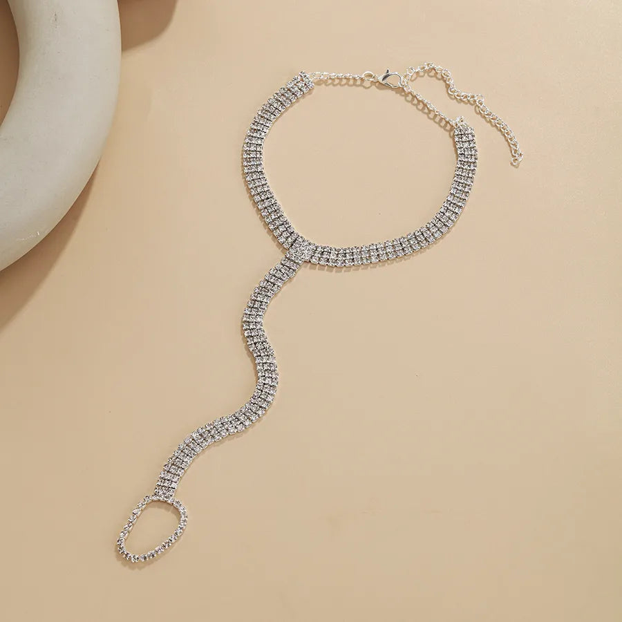 Women's Sparkling Rhinestone Beach Anklet Silver