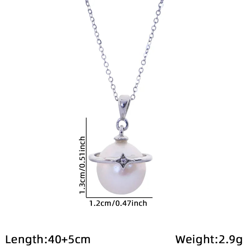 Gold Baroque Pearl Planet Necklace – 925 Silver