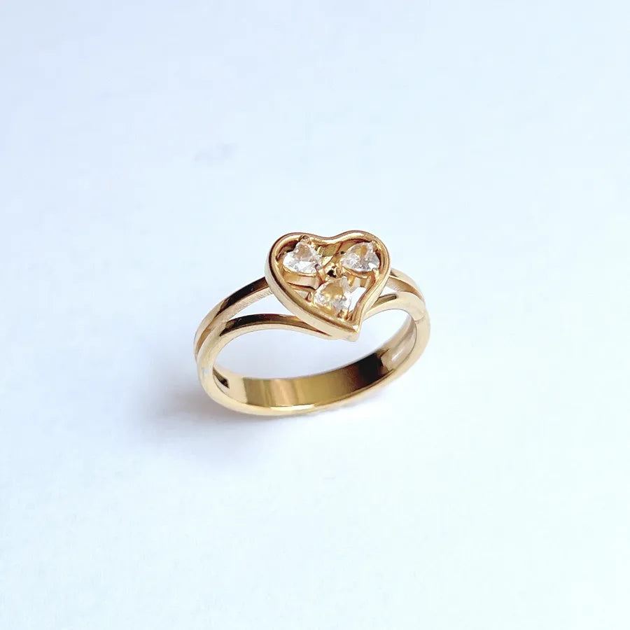 Gold-Plated Zodiac Diamond Ring for Women Average Size Three Zirconia Rings (Heart)