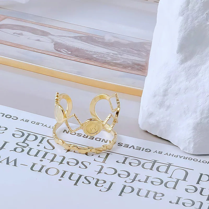 Gold Bamboo Titanium Steel Open Ring Adjustable Opening Golden Hydraulic J95