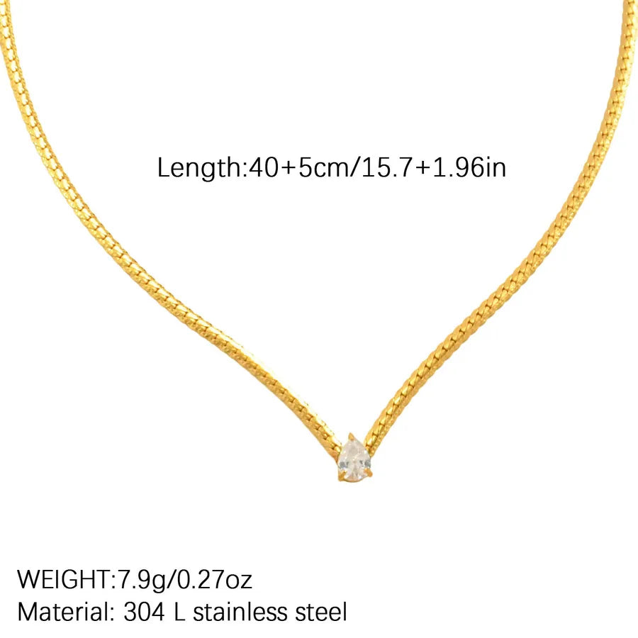 18K Gold Plated Water Drop Zircon Necklace
