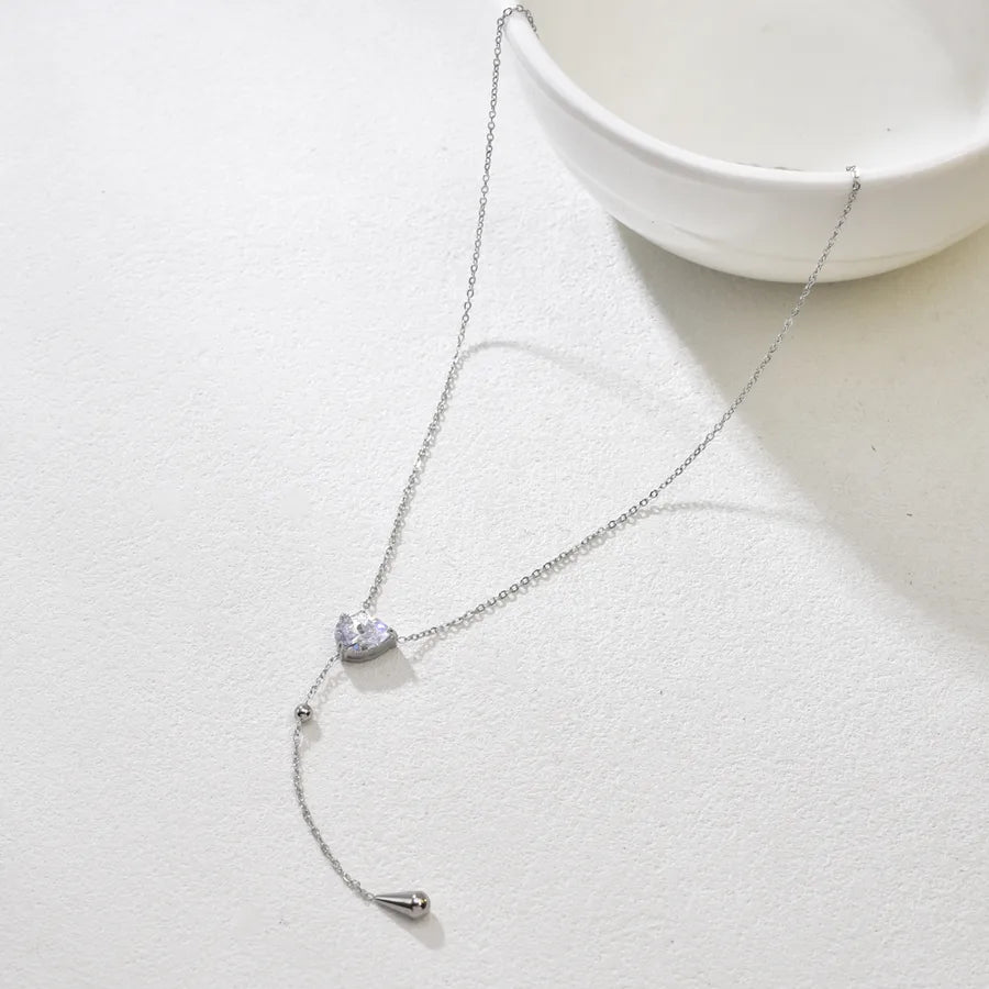 Gold Cross Tassel Necklace – Zircon & Stainless Steel Steel Color