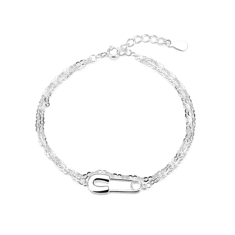 Double Layer Geometric S925 Silver Bracelet