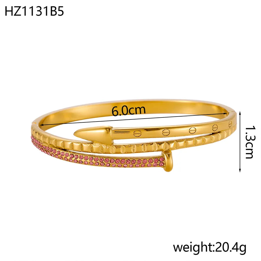 Elegant Zircon Titanium Steel Bangle One Size Hz1131b5 9*9*1