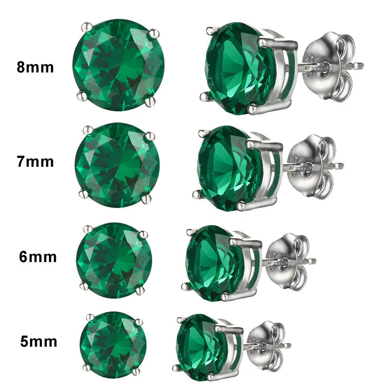 Sterling Silver Sky Blue Zircon Stud Earrings Adult One Size Emeralds