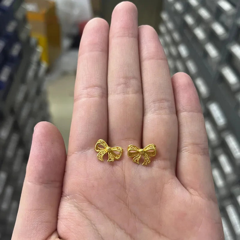 925 Sterling Silver Bow Knot Stud Earrings Gold 925 Silver