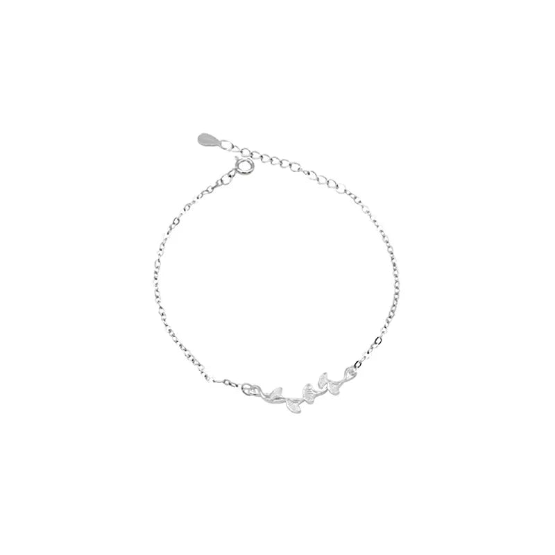 S925 Silver Ginkgo Leaf Bracelet for Women