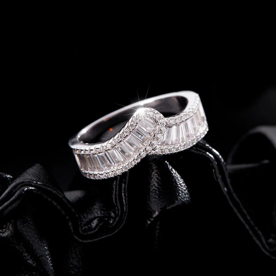 Geometric Zircon Ring in Rhodium Sterling Silver