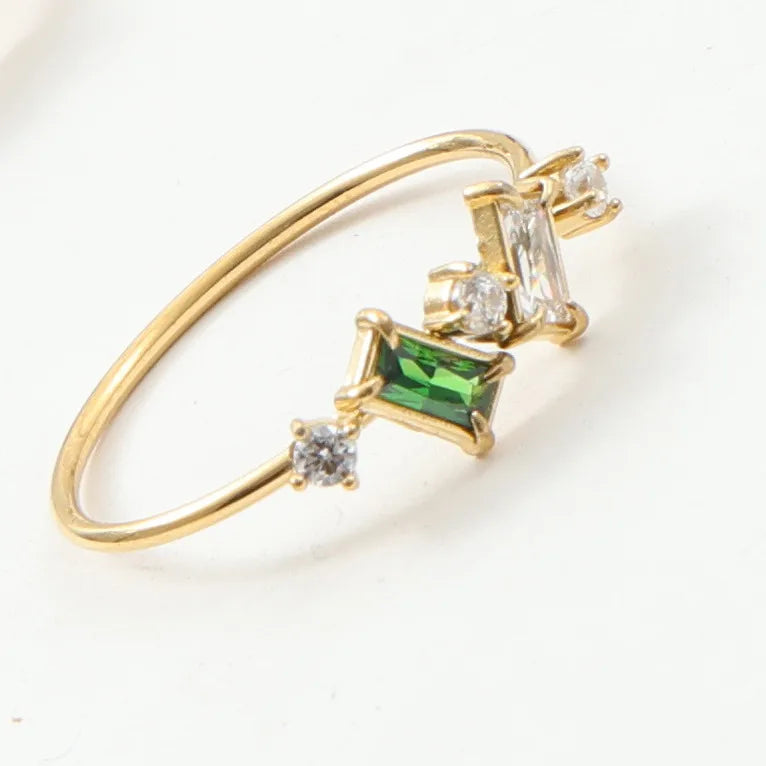 18K Gold Plated Titanium Steel Geometric Ring C Style Gold Number 8 A1560