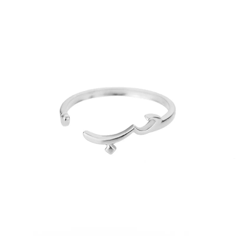 18K Gold Plated Arabic Open Ring for Women White Gold