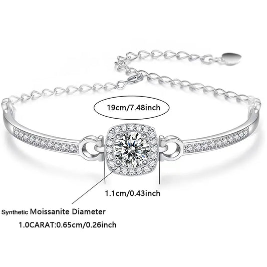 1 Carat Moissanite Silver Bracelet for Women