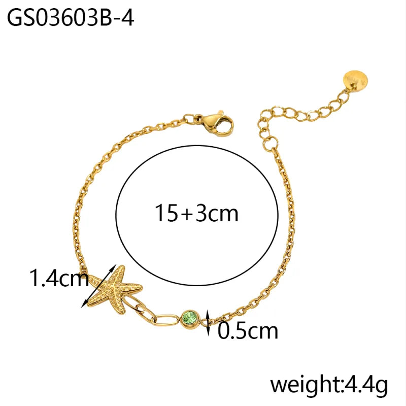 18K Gold Starfish Bracelet in Titanium Steel GS03603B-4