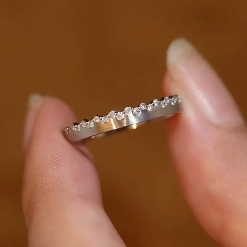 S925 Sterling Silver Minimalist Couple Rings Adjustable Opening Women's