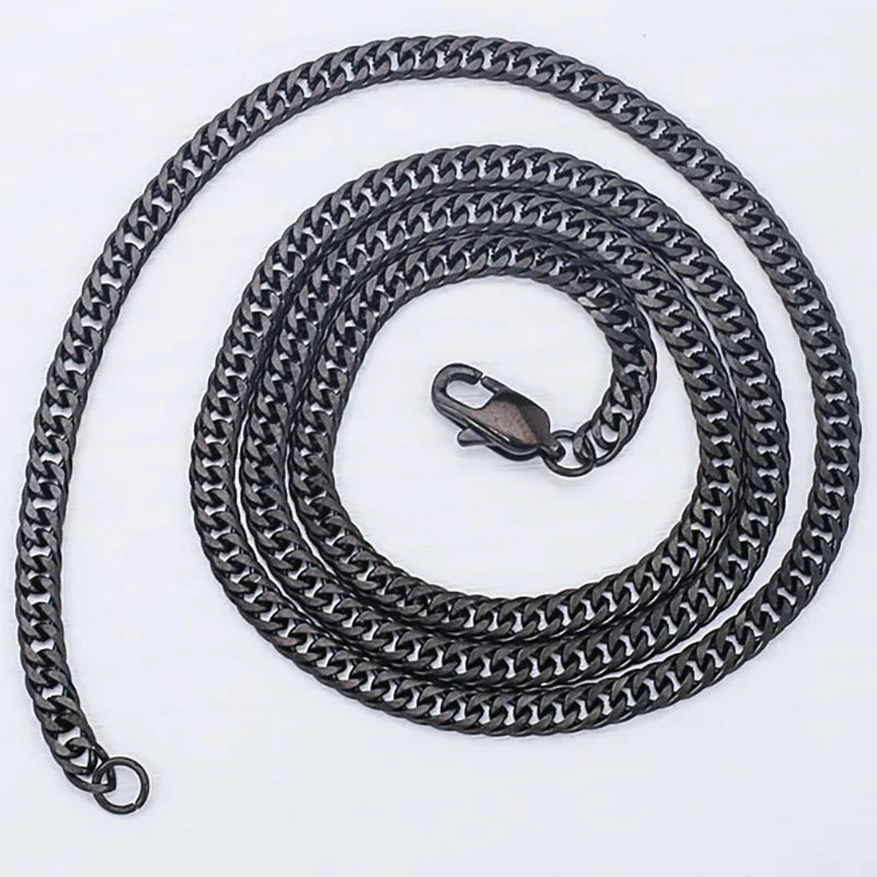 18K Gold Plated Titanium Steel Hip-Hop Necklace Black