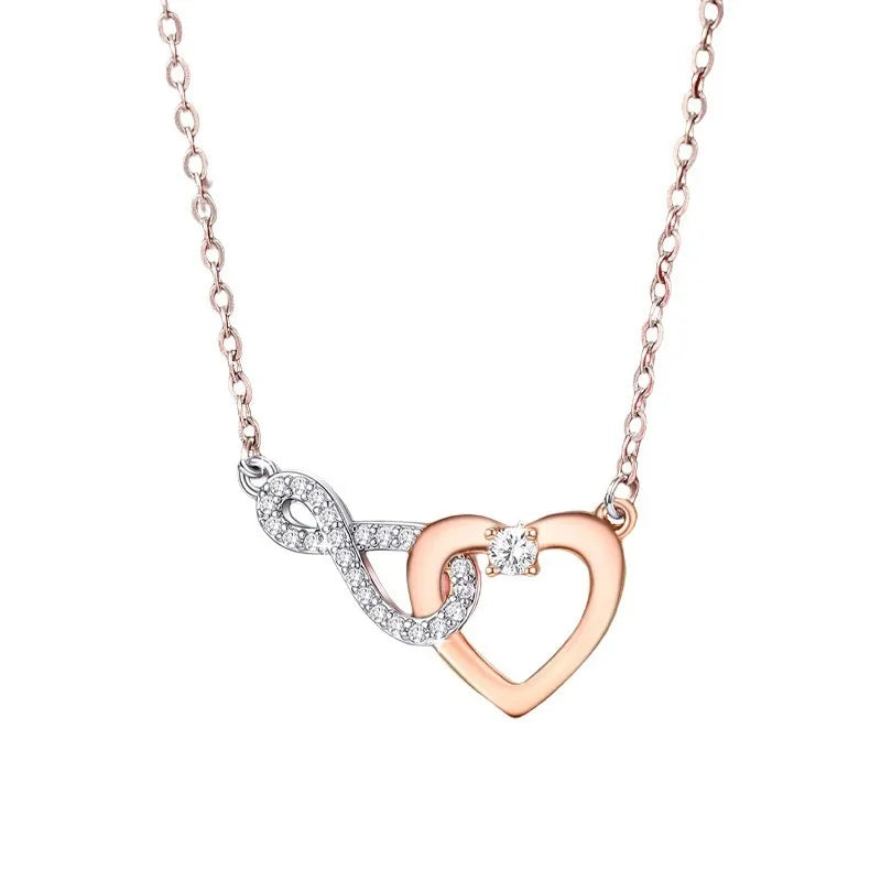 Sterling Silver Heart Infinity Necklace for Women Color Separation 925 Silver