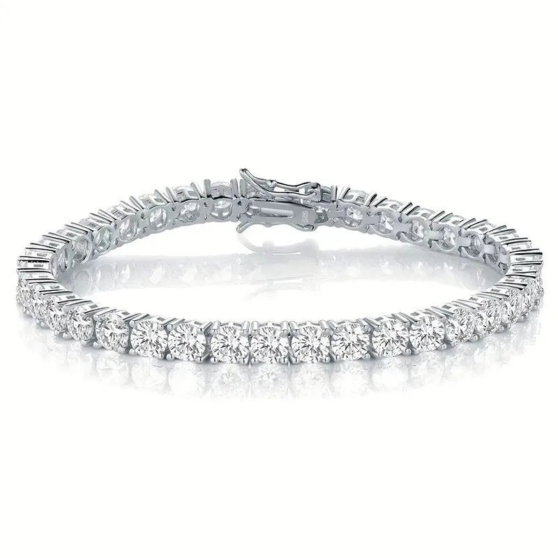 Sterling Silver Tennis Bracelet with Zirconia Width 7mm