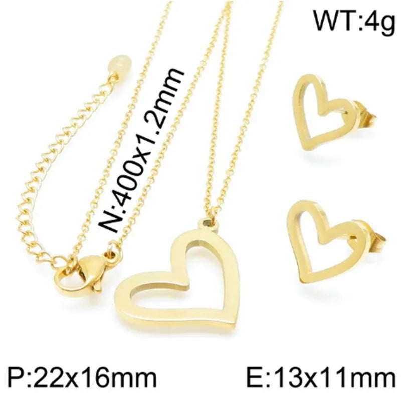 Vintage Heart Jewelry Set in 18K Gold Titanium Gold Ks138701-KLX