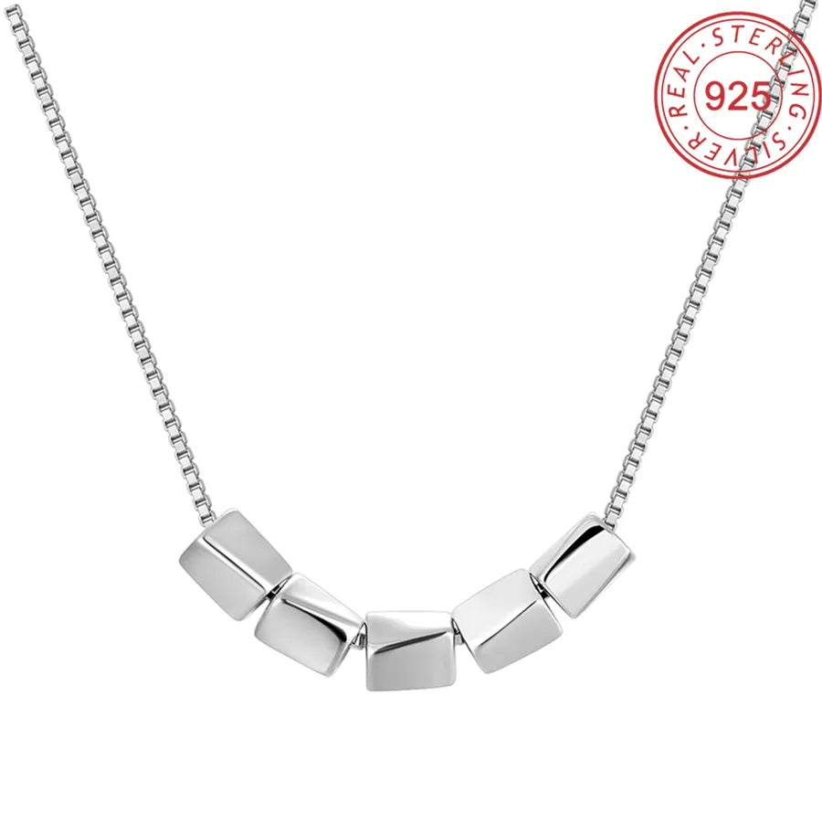925 Silver Cylinder Pendant Necklace for Women