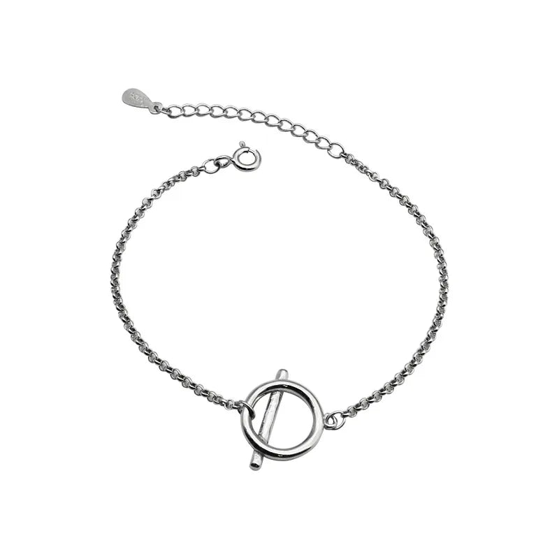 Platinum Plated Geometric 925 Sterling Silver Bracelet