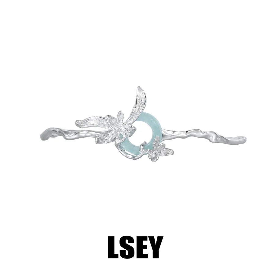 Elegant Sterling Silver Orchid Bracelet