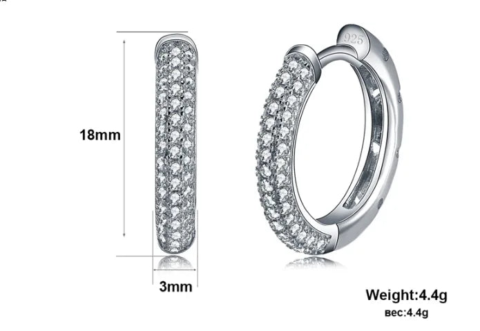 925 Sterling Silver Zircon Round Earrings