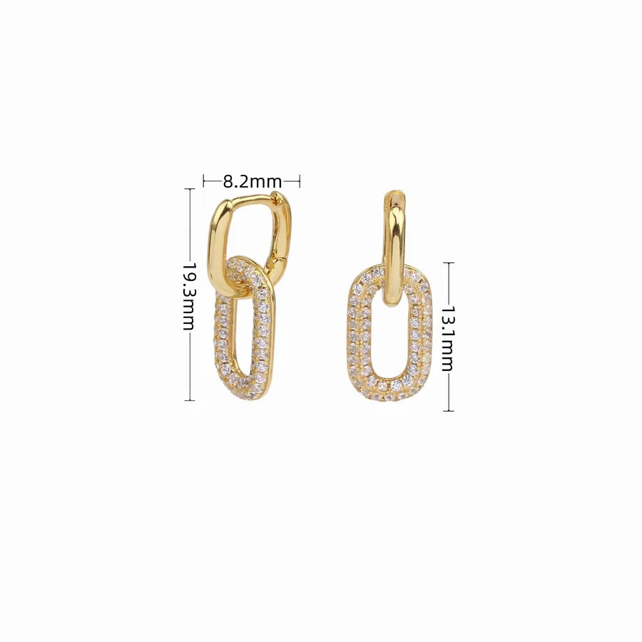 925 Sterling Silver Zircon Geometric Drop Earrings Plating Gold Silver Color