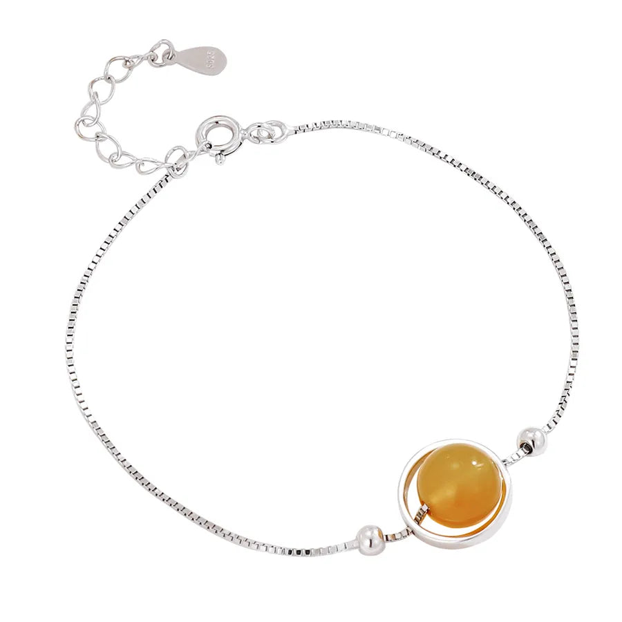 Sterling Silver Yellow Crystal Circle Bracelet