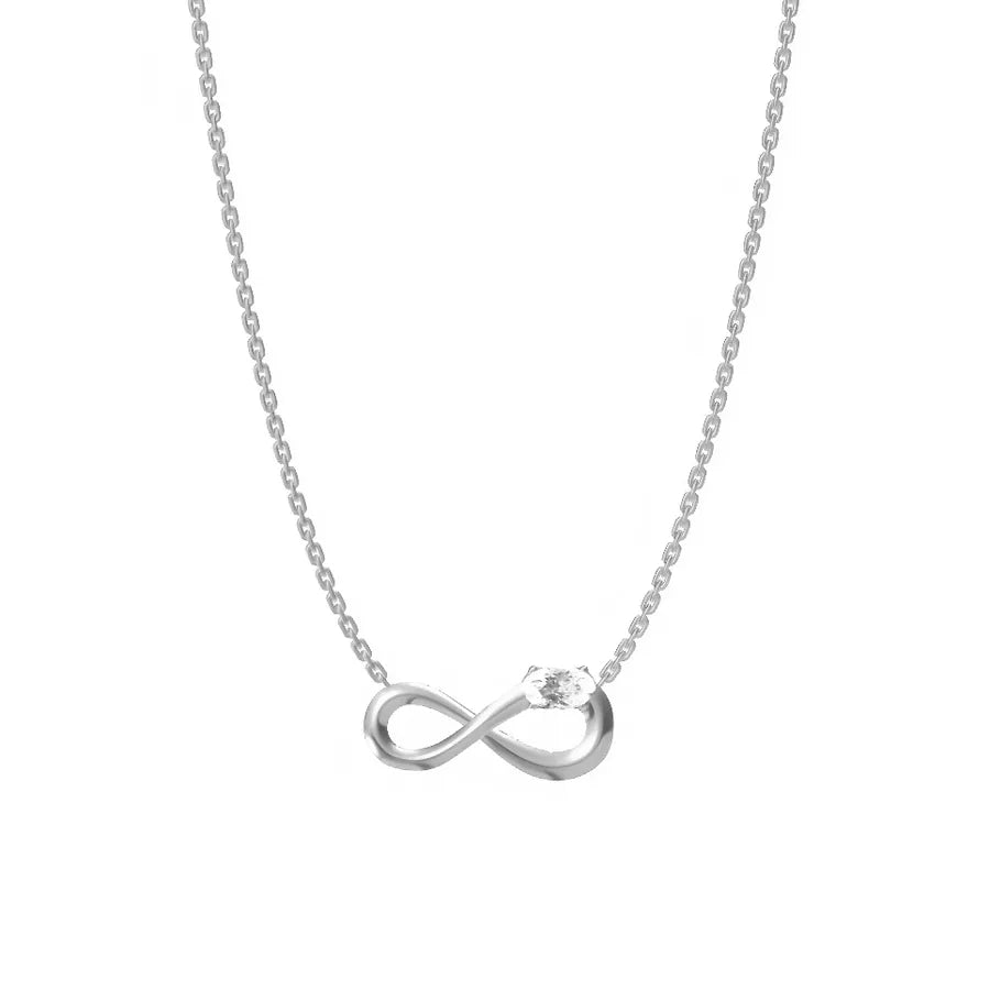 Titanium Infinity Necklace with Zircon N0085S Steel Color Oval Model