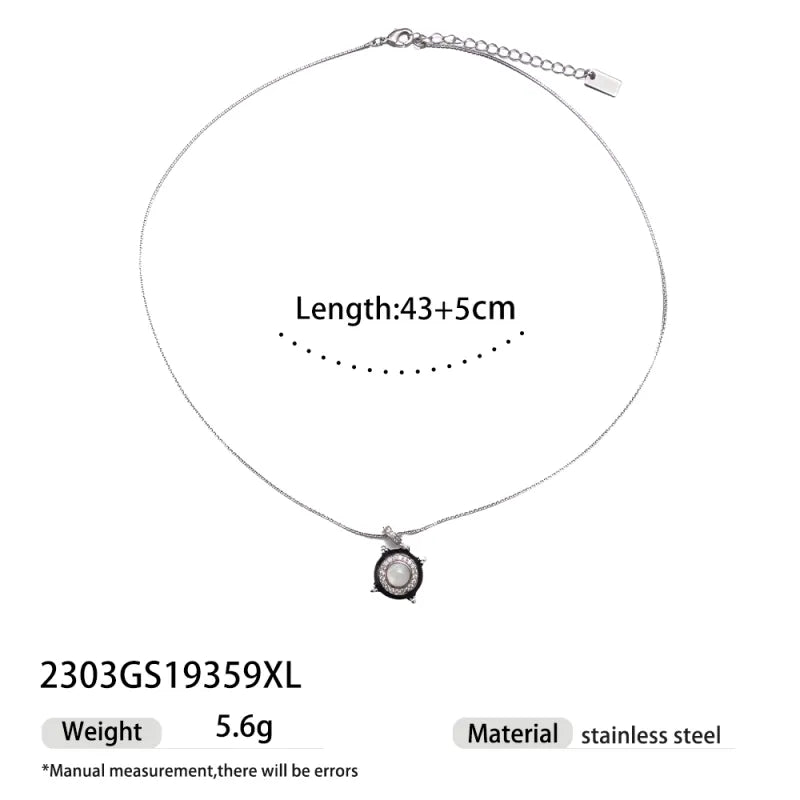 Black Drip Oil Pendant Necklace & Earrings Set 2303GS19359XL