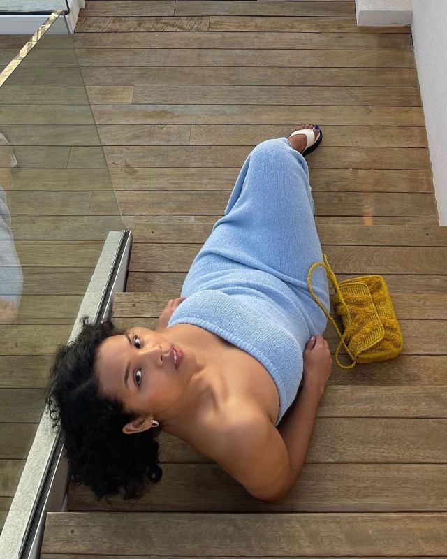 Striped Bohemian Tube Top Dress – Slim Fit Beach Skirt in Cotton Blend Blue