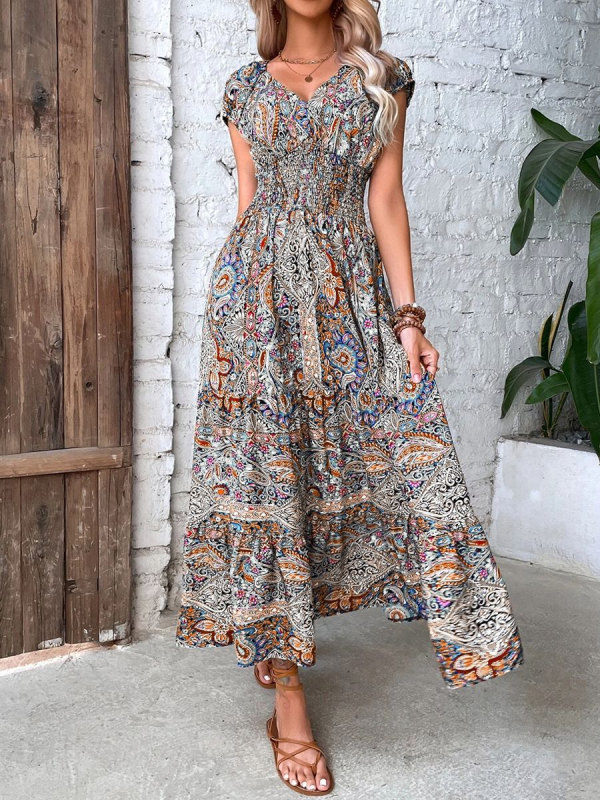 Romantic Bohemian High-Waist Maxi Dress – Sleeveless & Flowy for Summer