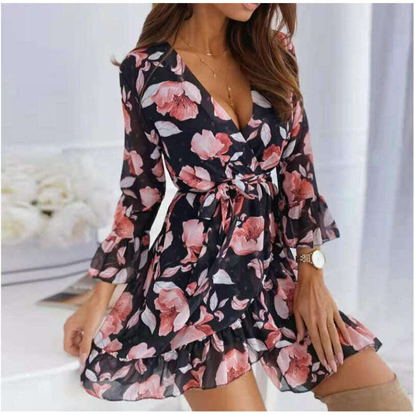 printed-v-neck-ruffled-midi-dress---tie-waist-34-dropped-sleevessmiling-maria---everything-for-women-34647249