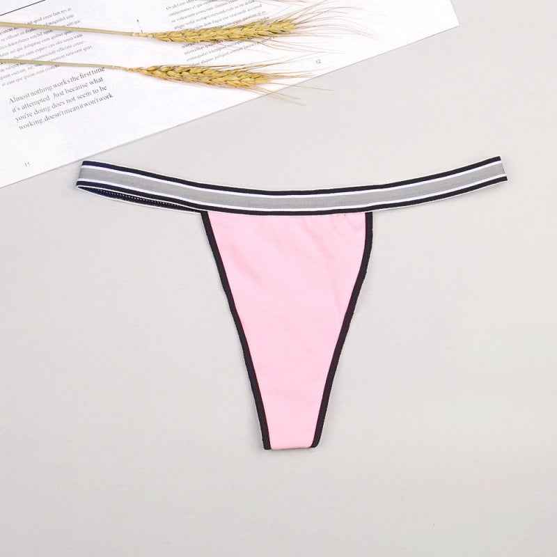 Soft Breathable Cotton Thong – Low Waist, Striped & Stretchy Comfort