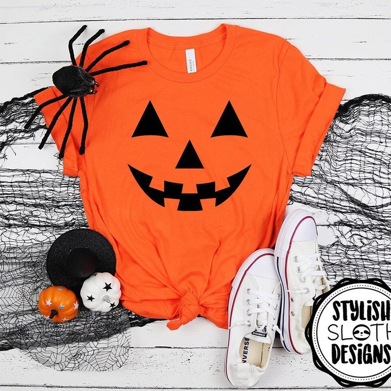 Women's Halloween Pumpkin Skull Knit Top Orange