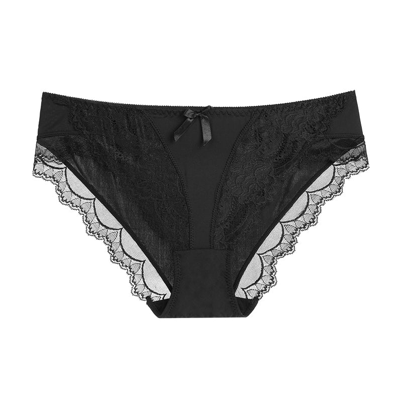 Women's Lace Comfort Low-Waist Briefs – Breathable, Cotton Crotch, Floral Knit