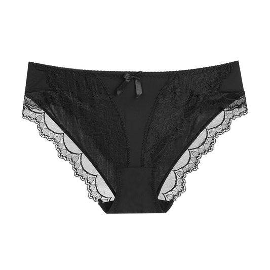 Women's Lace Comfort Low-Waist Briefs – Breathable, Cotton Crotch, Floral Knit