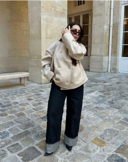 Stand Collar Double-Breasted Short Coat