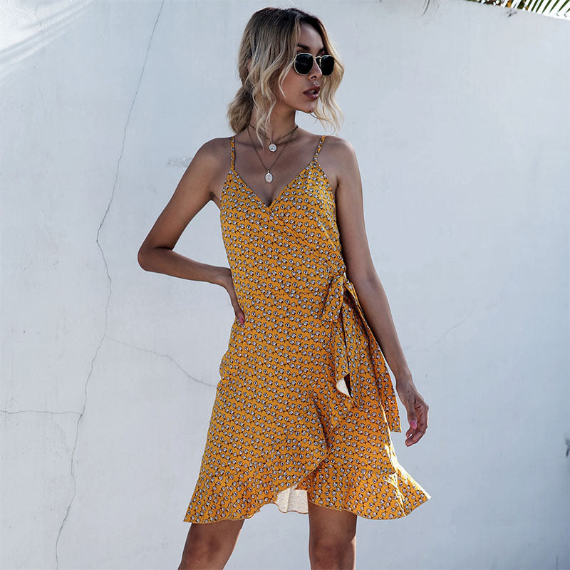 Irregular Ruffle One-Piece Dress – Sleeveless A-Line Silhouette