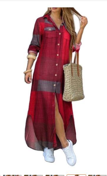 Printed Long Sleeve Single-Breasted Maxi Dress – Autumn Leisurewear