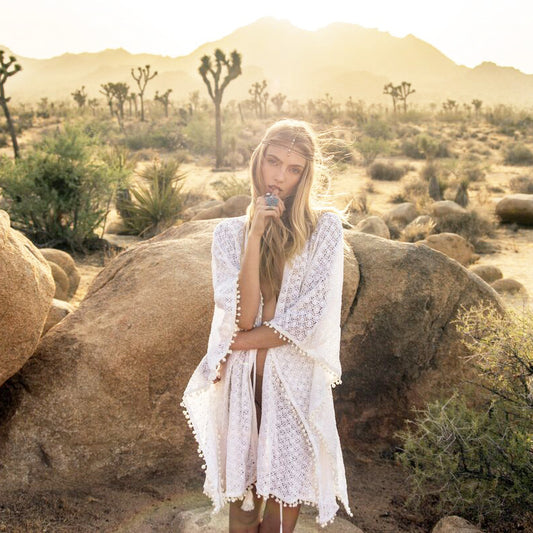 Hollow Strap Sun Protection Blouse – Sheer Long Sleeve Beach Cover-Up