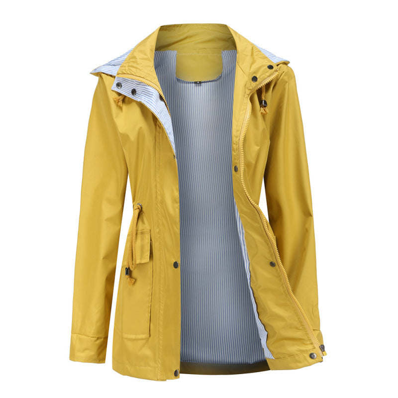 Women's Windbreaker with Removable Hood Yellow