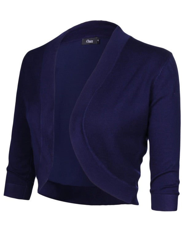 Укороченный вязаный кардиган с рукавом 3/4