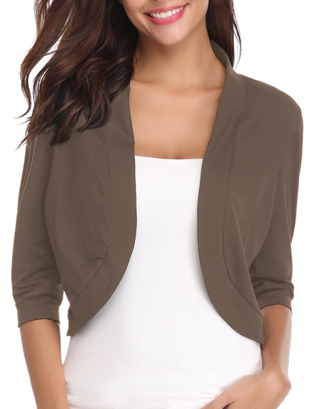 Укороченный вязаный кардиган с рукавом 3/4