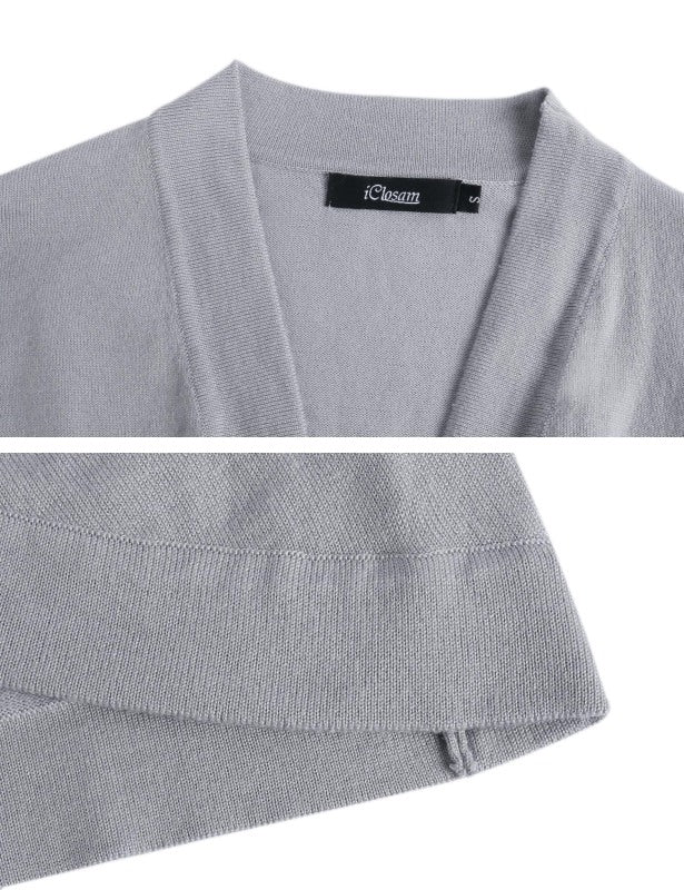 Укороченный вязаный кардиган с рукавом 3/4