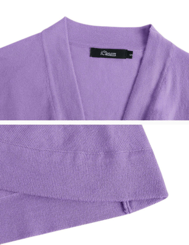 Укороченный вязаный кардиган с рукавом 3/4