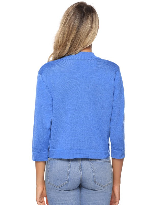 Укороченный вязаный кардиган с рукавом 3/4