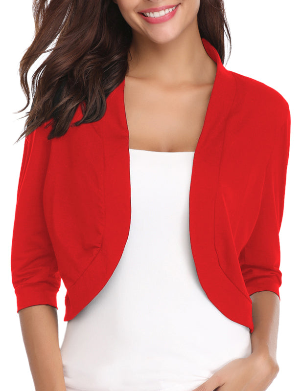 Укороченный вязаный кардиган с рукавом 3/4