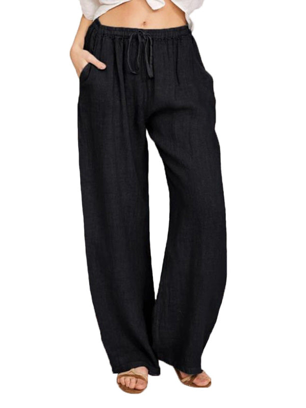 Solid Knit Lounge Pants with Slant Pockets – Relaxed Fit & Drawstring Waist
